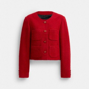 Casaco COACH Boucle Feminino Vermelhas | 52978ZGYA
