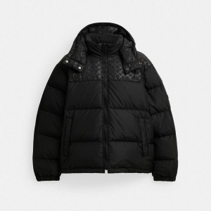 Casaco COACH Down Puffer In Recycled Polyester Masculino Pretas | 13570RYXB