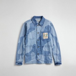 Casaco COACH Jean In Wavy Wash Masculino Azuis | 03758FJMA