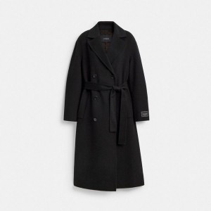 Casaco COACH Long Wool Feminino Pretas | 43157NSQU