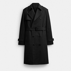 Casaco COACH Relaxed Trench Coat Masculino Pretas | 81509JFIE