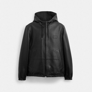 Casaco COACH Reversible Leather In Recycled Polyester Masculino Pretas | 60279IERW