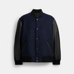 Casaco COACH Varsity Masculino Azul Marinho | 68190KVPA