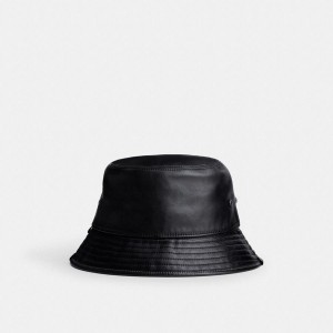 Chapéu COACH Leather Bucket Masculino Pretas | 67402IZHG
