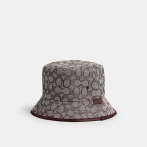 Chapéu COACH Signature Jacquard Bucket Feminino Cinzentas | 36027KUOV