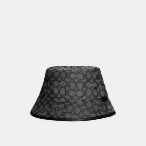 Chapéu COACH Signature Jacquard Bucket Feminino Cinzentas | 93672GSJQ