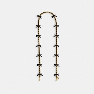 Charms COACH Leather Chain Strap With Bows Feminino Pretas | 19746VCXG