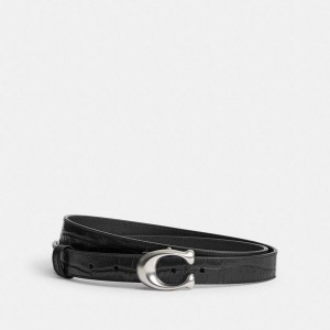 Cintos COACH Sculpted Signature Buckle Reversible, 25 Mm Feminino Pretas | 12503KJBY