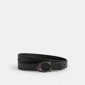 Cintos COACH Sculpted Signature Buckle Reversible, 20 Mm Feminino Pretas | 39147ZIFS
