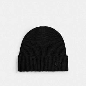 Gorro COACH Knit Feminino Pretas | 98624QKID