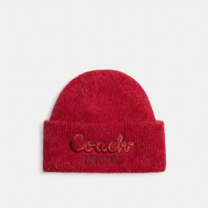 Gorro COACH New Year With Embroidered Coach Snake Script Feminino Vermelhas | 06489OFUI