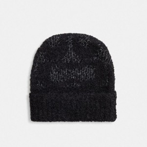Gorro COACH Signature Knit Boucle Feminino Pretas | 84193NVRB