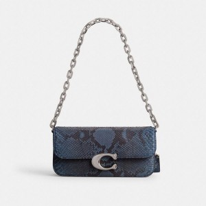 Hobo Bag COACH Idol 23 In Python Feminino Azul Marinho | 69823ZRLY