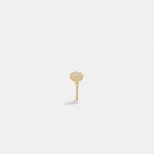 Jóias COACH 14 K Gold Key Single Stud Earring Feminino Douradas | 17698PKAF