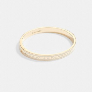 Jóias COACH 6 Mm Signature Enamel Bangle Feminino Douradas | 68027FBOH