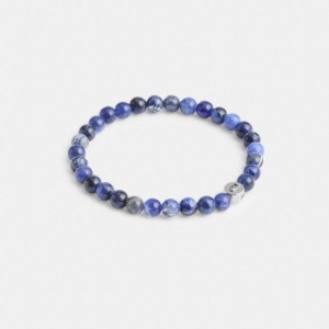 Jóias COACH Blue Sodalite Beaded Bracelet Masculino Azuis | 13546BWSN