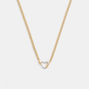Jóias COACH Carabiner Heart Necklace Feminino Douradas | 59413CUXK