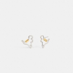 Jóias COACH Carabiner Rexy Stud Earrings Feminino Prateadas | 96134DKQA