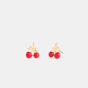 Jóias COACH Cherry Stud Earrings Feminino Vermelhas | 04653JNIP