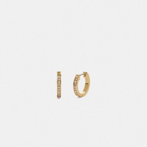 Jóias COACH Classic Crystal Pearl Huggie Earrings Feminino Douradas | 07839HYWJ