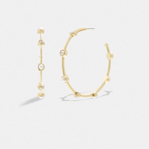 Jóias COACH Classic Pearl Large Hoop Earrings Feminino Douradas | 38069AKTJ