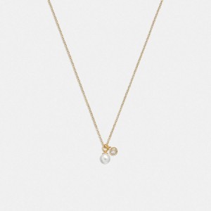 Jóias COACH Classic Pearl Pendant Necklace Feminino Douradas | 80567MIBW
