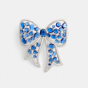 Jóias COACH Crystal Bow Brooch Feminino Azuis | 82569JATQ