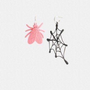 Jóias COACH Fly Web Mismatch Earrings Feminino Pretas | 24568MCLB