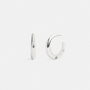 Jóias COACH Hallmark Hoop Earrings Feminino Prateadas | 62473AYFK