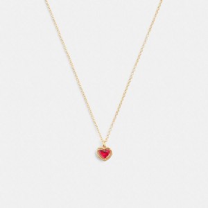 Jóias COACH Halo Heart Pendant Necklace Feminino Douradas | 98564YERQ