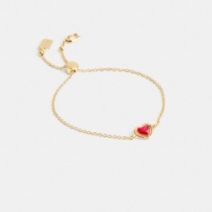 Jóias COACH Halo Heart Slider Bracelet Feminino Douradas | 94576JENA