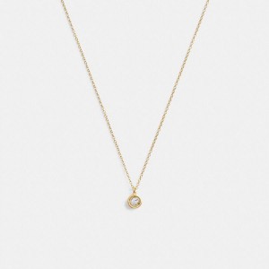 Jóias COACH Halo Round Pendant Necklace Feminino Douradas | 03248VJZF