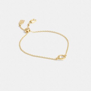 Jóias COACH Halo Round Slider Bracelet Feminino Douradas | 38652JMCO