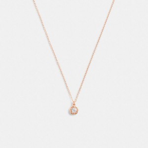 Jóias COACH Halo Tea Rose Pendant Necklace Feminino Rosa | 30147IRNW