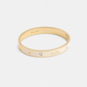 Jóias COACH Horse And Carriage Enamel Hinged Bangle Feminino Douradas | 56372POHQ