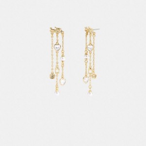 Jóias COACH Horse And Carriage Front Back Charm Earrings Feminino Douradas | 83140ZIWJ
