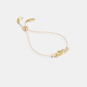 Jóias COACH Horse And Carriage Leather Slider Bracelet Feminino Douradas | 68503BNIY