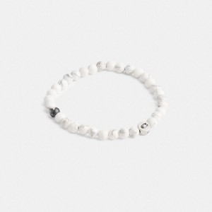 Jóias COACH Howlite Beaded Bracelet Masculino Branco | 60597HTAB