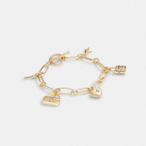 Jóias COACH Iconic Charm Chain Bracelet Feminino Douradas | 32687AQDB