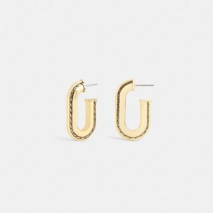Jóias COACH Large Stitched Chain Link Earrings Feminino Douradas | 36715FZRK