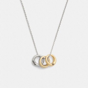 Jóias COACH Mixed Metals Rondell Necklace Feminino Prateadas | 09642DIGV
