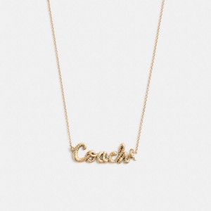 Jóias COACH New Year Coach Snake Script Necklace Feminino Douradas | 68521FVDP