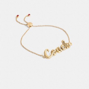 Jóias COACH New Year Coach Snake Script Slider Bracelet Feminino Douradas | 95760MBTJ