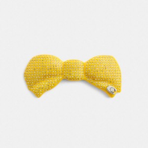 Jóias COACH Pavé Bow Barrette Feminino Amarelas | 37801VIZL