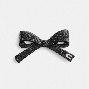 Jóias COACH Pavé Bow Barrette Feminino Pretas | 51382EAVW