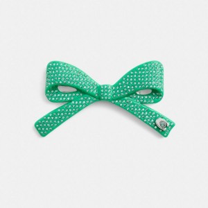 Jóias COACH Pavé Bow Barrette Feminino Verdes | 26895LGIH