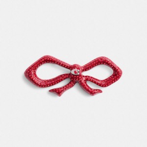 Jóias COACH Pavé Bow Barrette Feminino Vermelhas | 05678BKQE