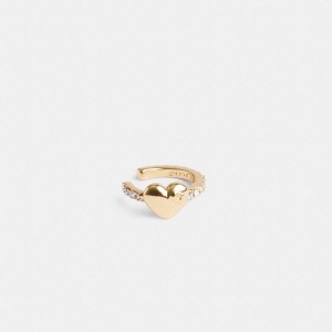 Jóias COACH Pavé Heart Ear Cuff Feminino Douradas | 96853VBIG