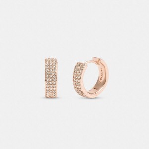 Jóias COACH Pavé Huggie Earrings Feminino Douradas | 40657JMKI