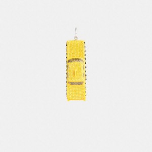 Jóias COACH Pavé Taxi Cab Single Earring Feminino Amarelas | 21354XWLI